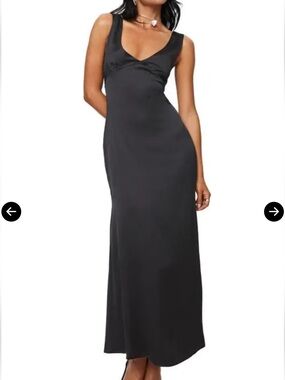 Princess Polly Lynsey V-Neck Satin Maxi Dress Size 8